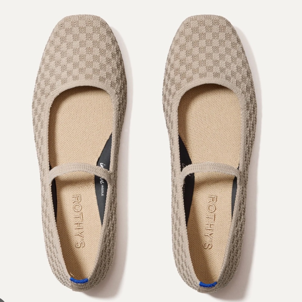 Rothy's Max Square Mary Jane Flats - Frappe Checkered